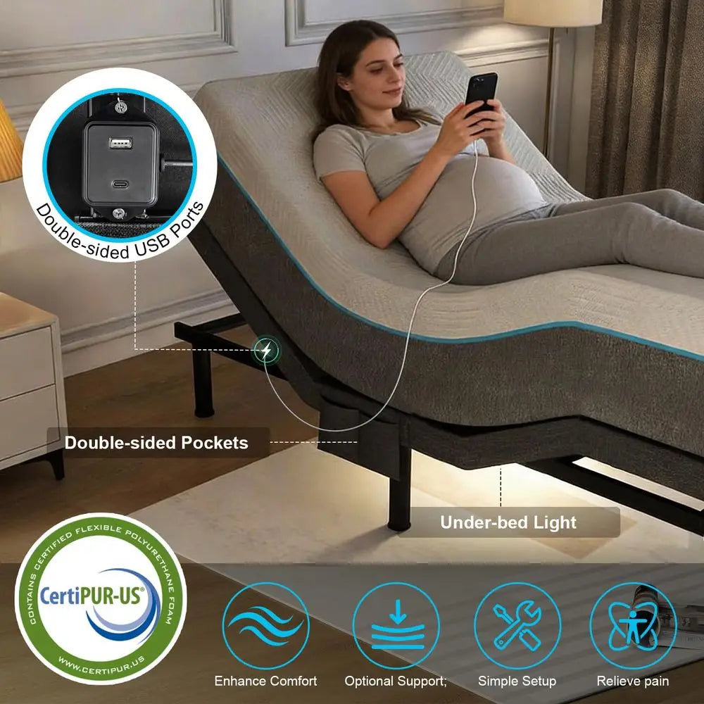 Adjustable Bed Base With Dual Motor And OneTouch Smart Presets