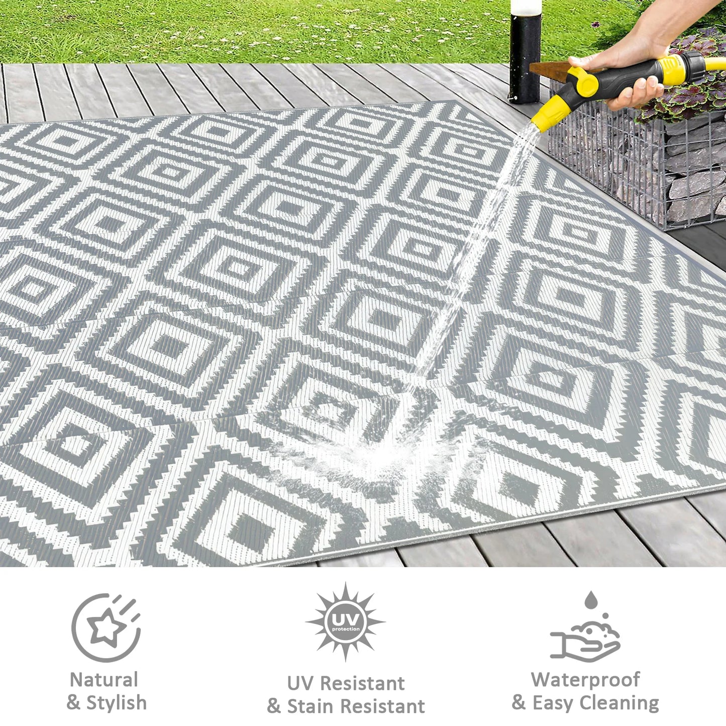 Outdoor Plastic Rugs Waterproof Reversible Patio RV Mat