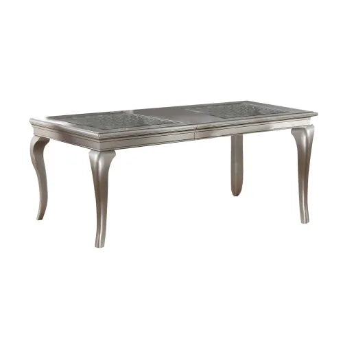 Modern Glass Top Dining Table Set With Six Tufted Chairs