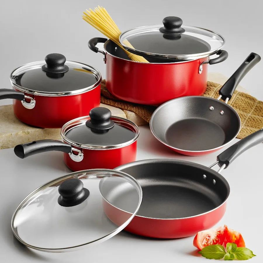 Tramontina Nonstick Cookware Set With Tempered Glass Lids Stackable