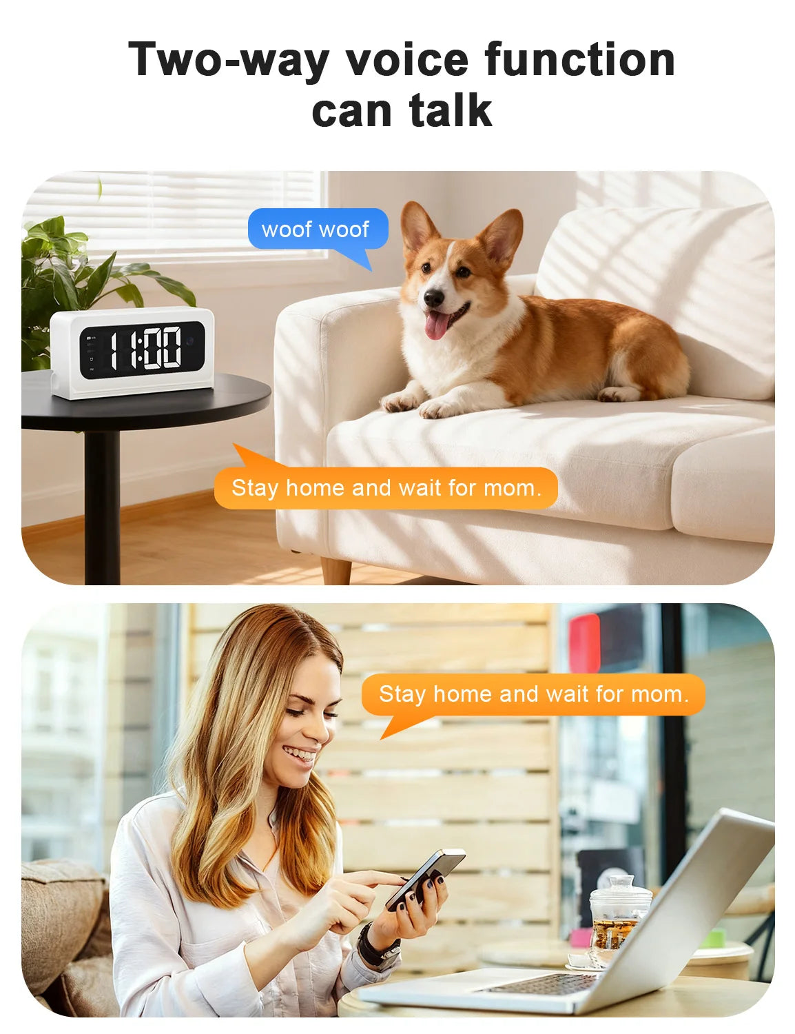 WESECUU Smart Clock Camera 5G WiFi Indoor Security Cam 2K