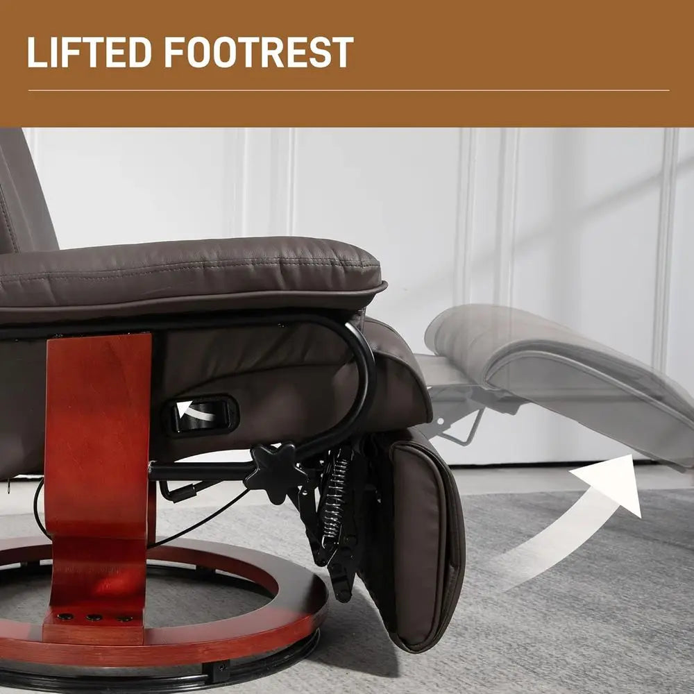 Manual Swivel Recliner Chair With PU Leather Footrest