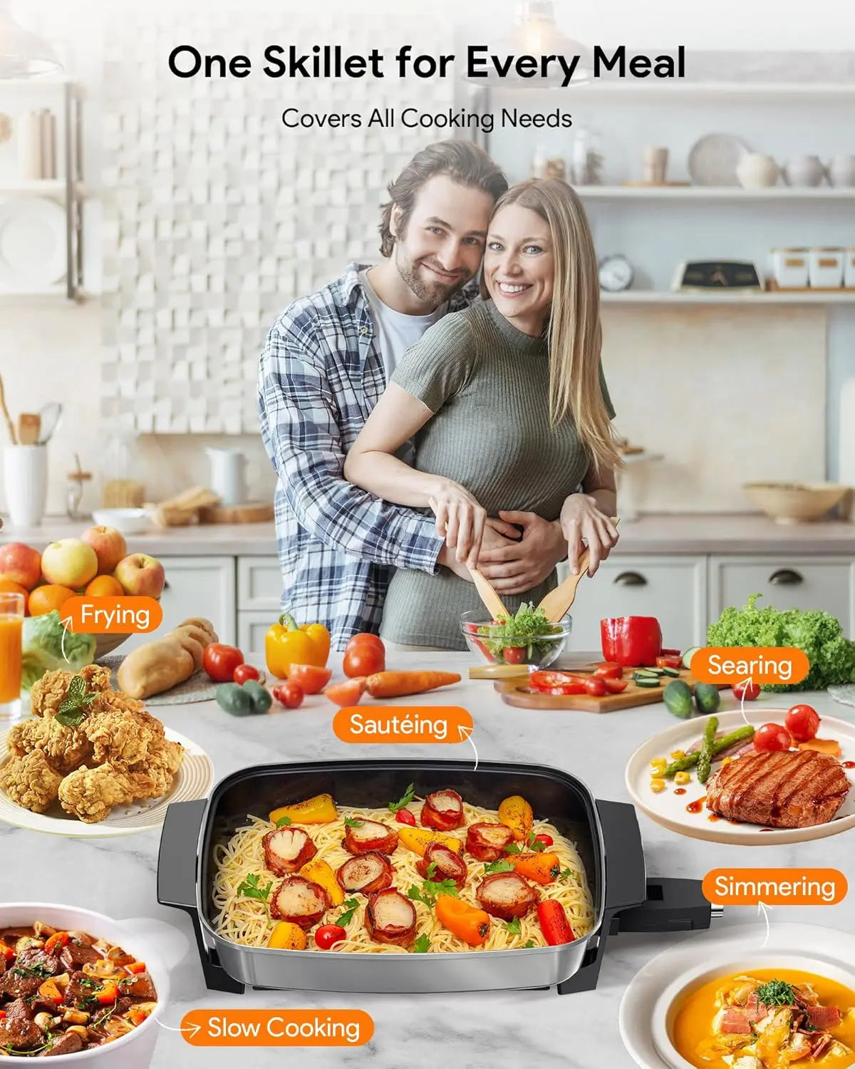XMSJ Medley XL Electric Skillet Digital Family Griddle Lid