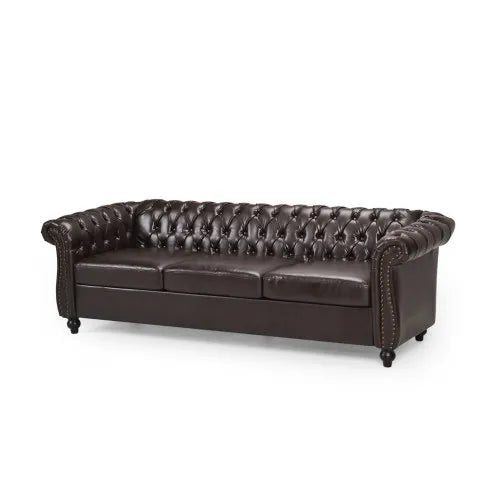 Chesterfield Sofa With Button Tufting Nailhead Trim Scrolled Arms