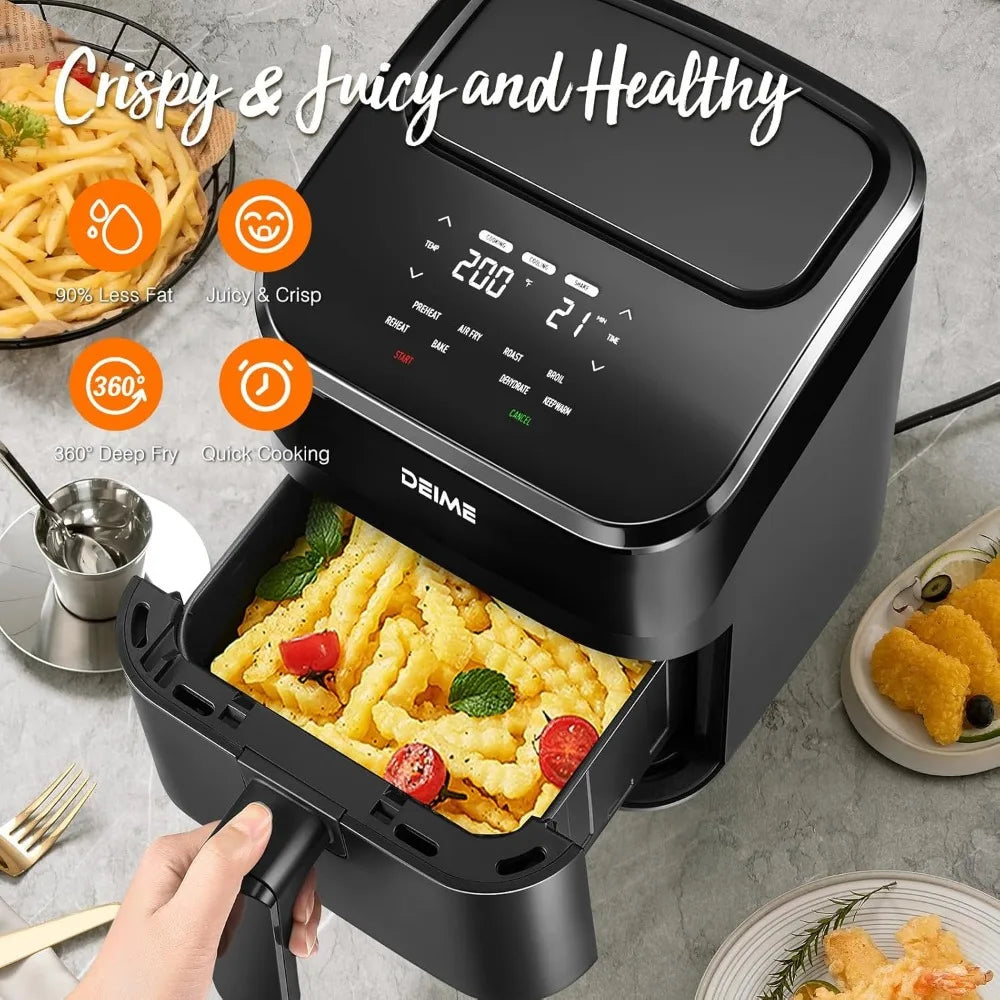XMSJ Compact Digital Air Fryer Quiet Operation Nonstick Basket