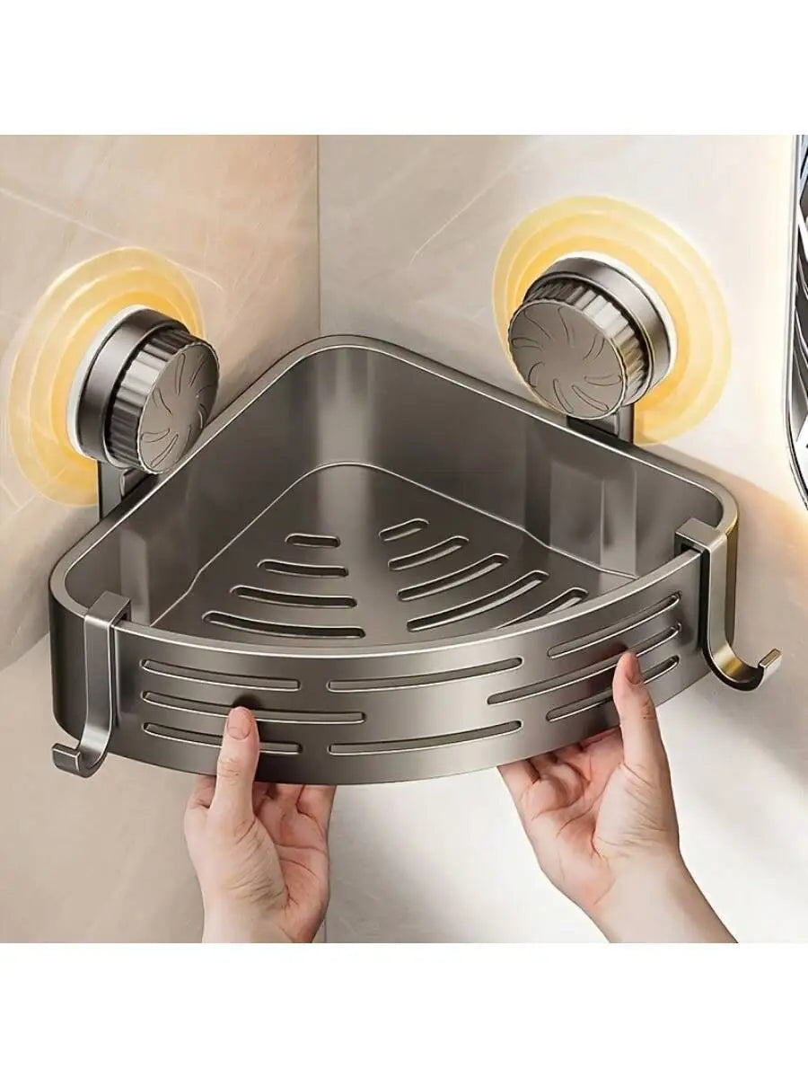 Triangle Bath Caddy With Suction Cups Stainless Steel Bathroom Organizer