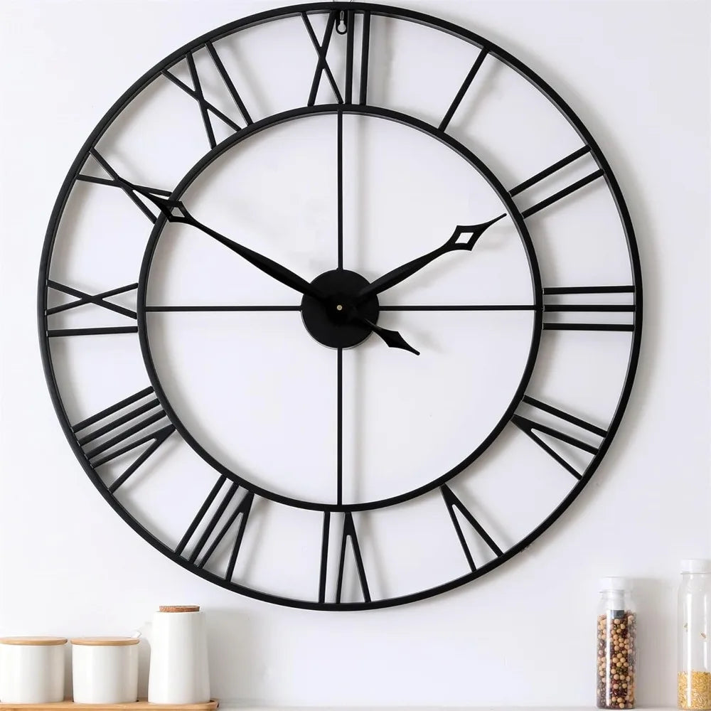 Modern Industrial Wall Clock With Bold Analog Numerals For Living Room