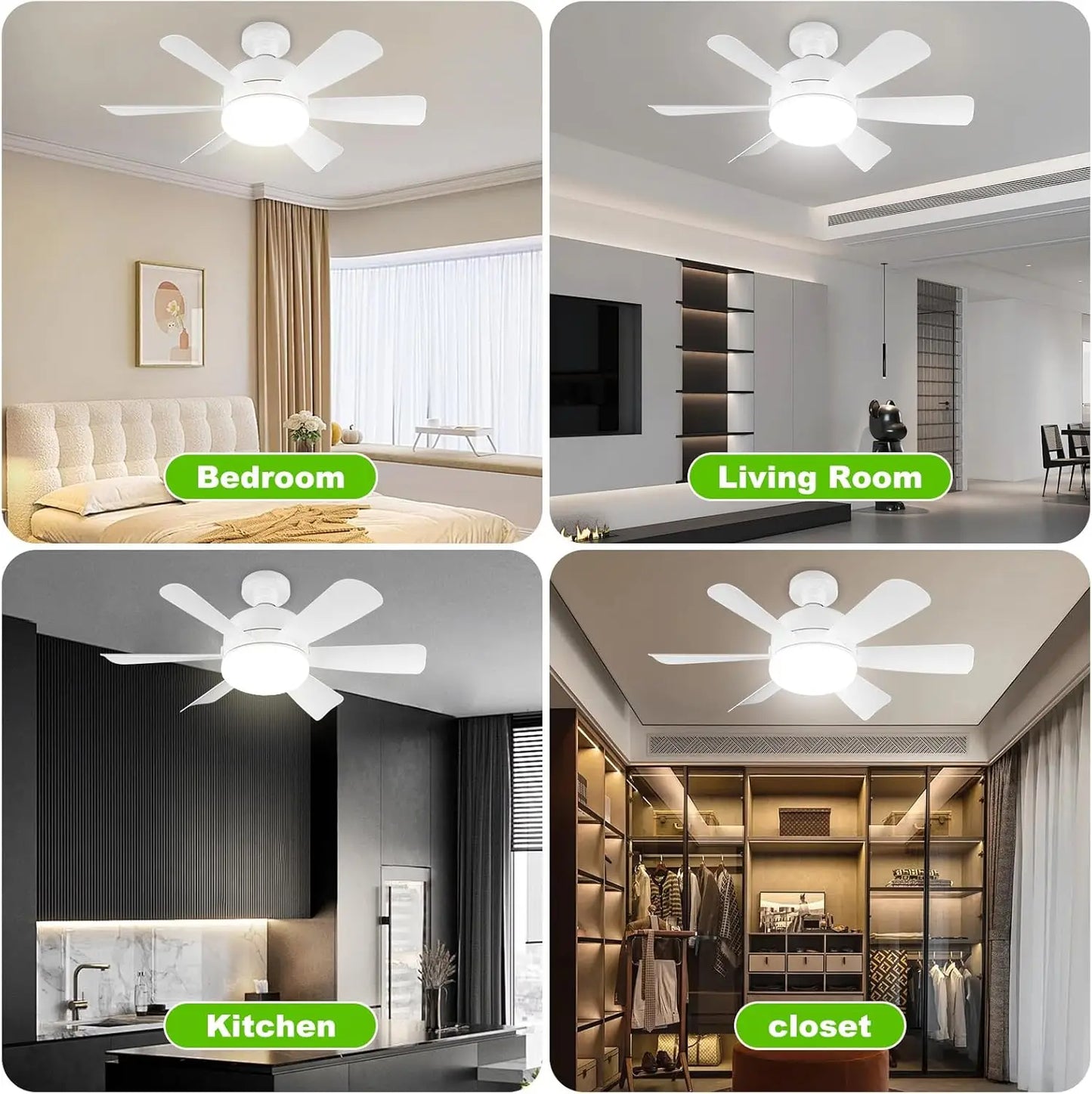 Mexllex LED Ceiling Fan Light E26 With Remote Dimmable Three Color Modes