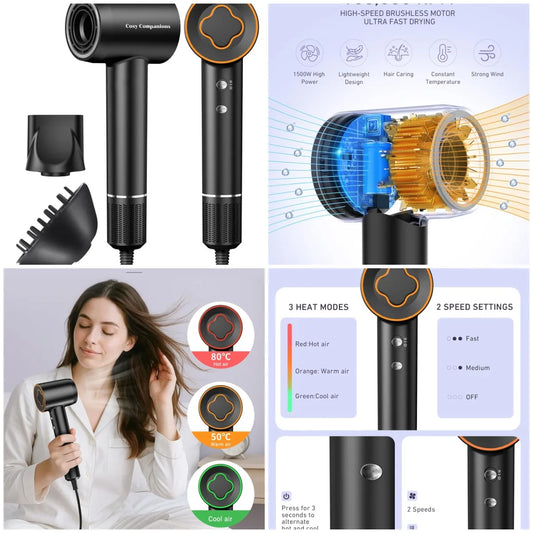 XMSJ High Speed Ionic Hair Dryer Fast Dry Low Noise