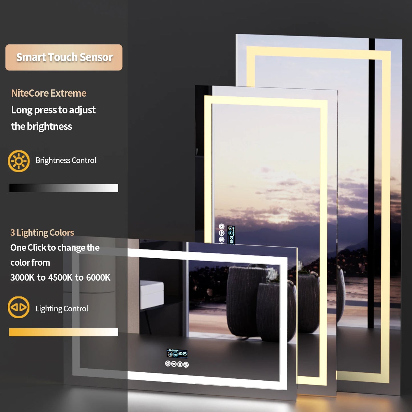 Wisfor LED Bathroom Mirror With Dual Lights And Bluetooth