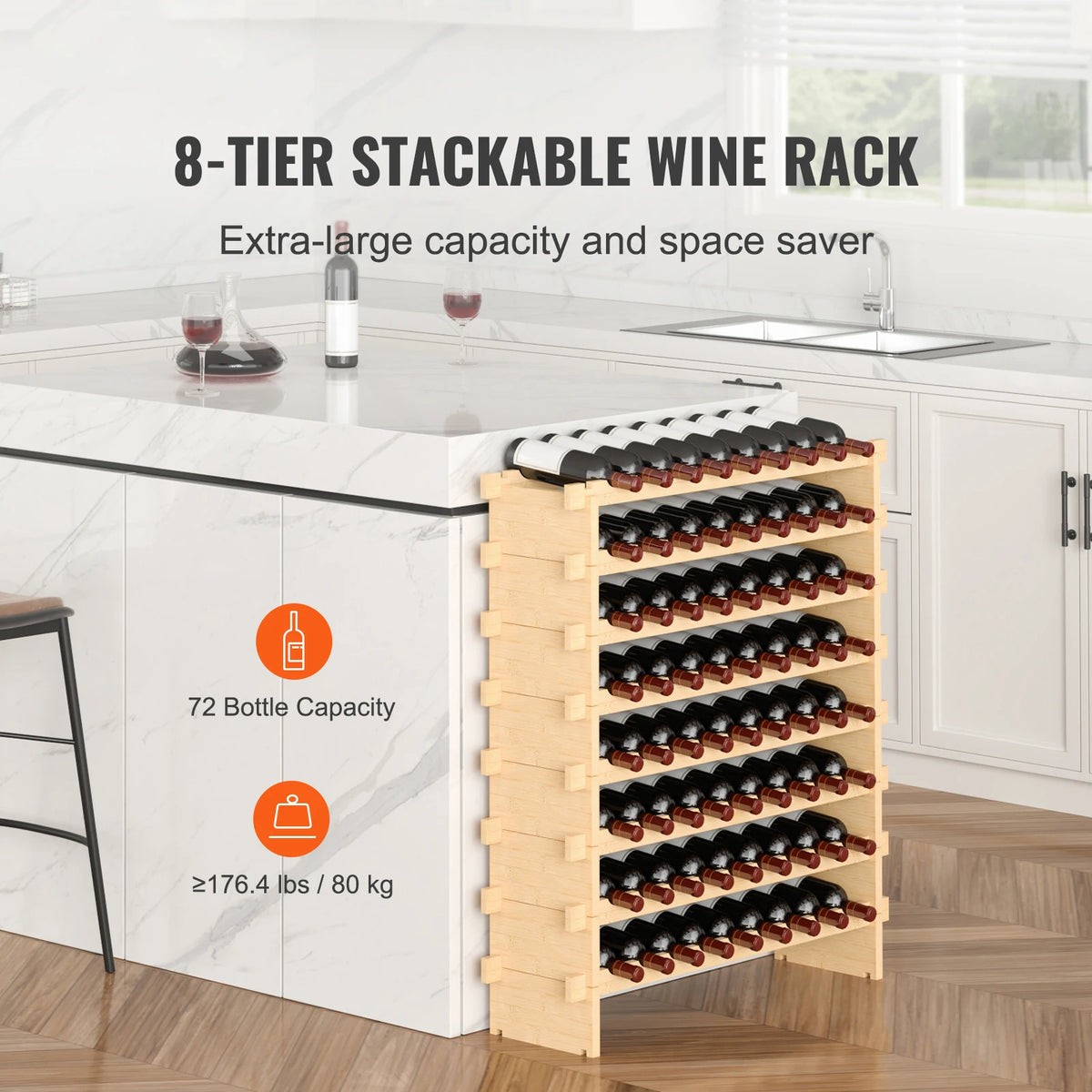 SucceBuy Stackable Bamboo Wine Rack Storage Organizer