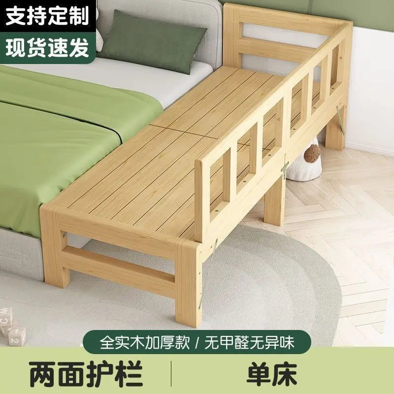 Solid Wood Baby Folding Bed With Guardrail for Children