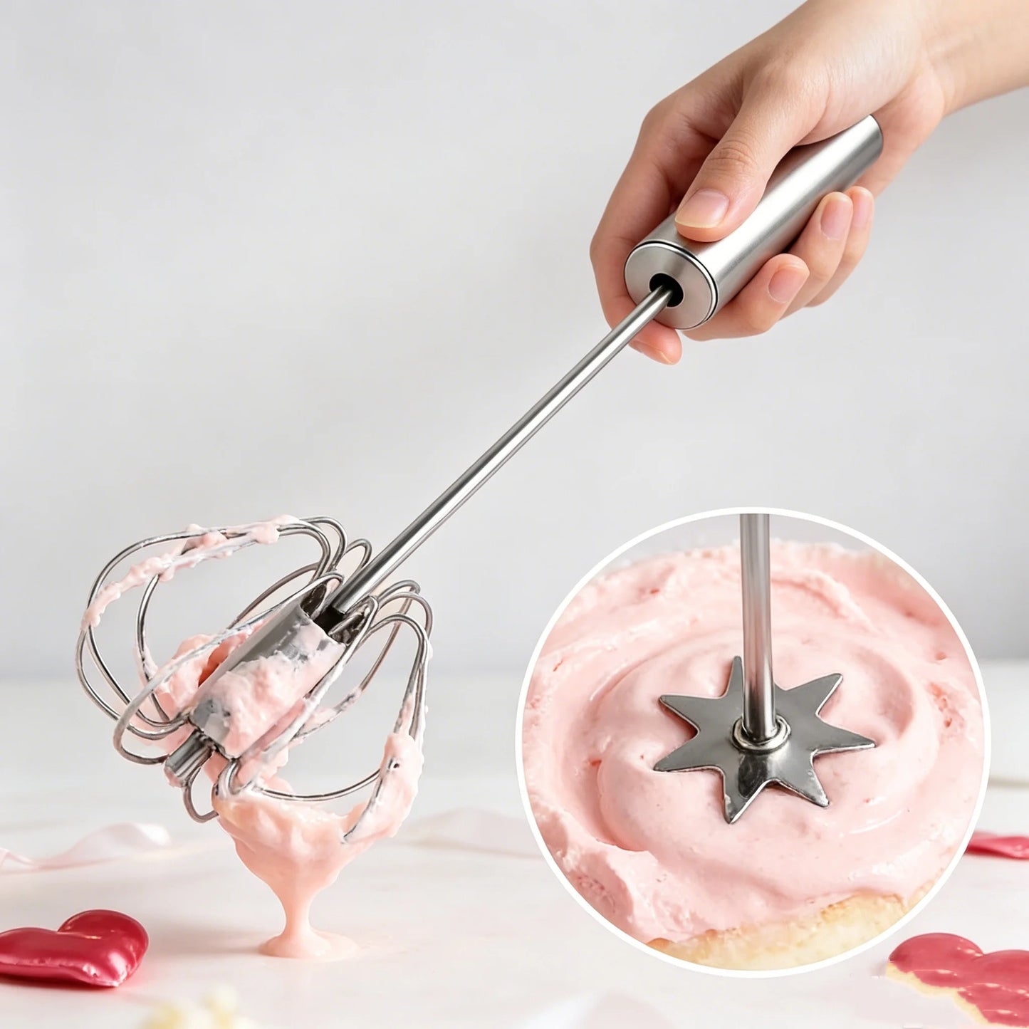 Handheld Milk Frother and Egg Beater One Press Mini Whisk