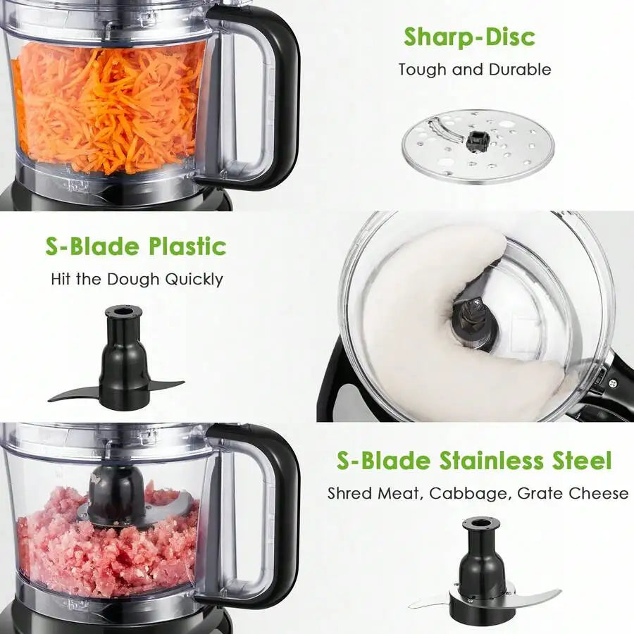 XMSJ Food Processor With 2 In 1 Feed Chute Veggie Chopper And Meat Grinder