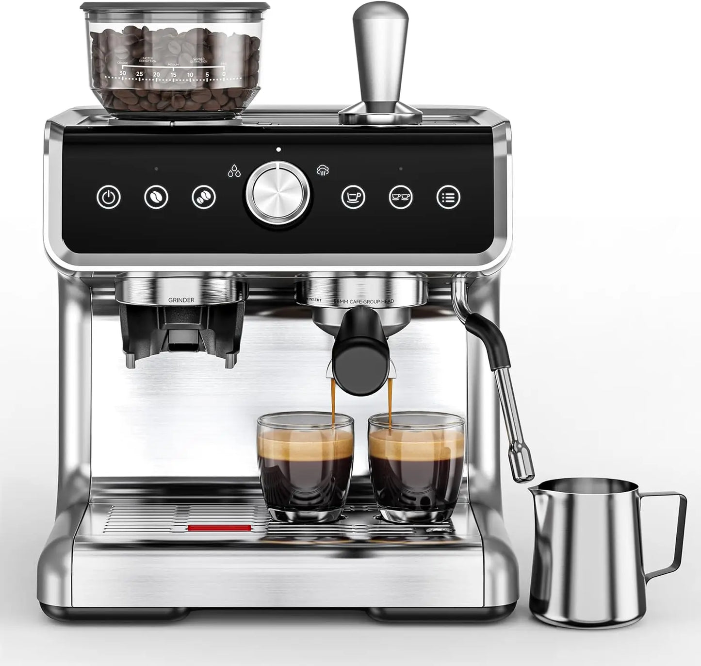 Home Espresso Machine With Built In Grinder And Milk Frother 20 Bar