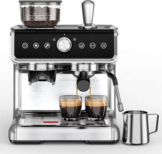 Home Espresso Machine With Built In Grinder And Milk Frother 20 Bar