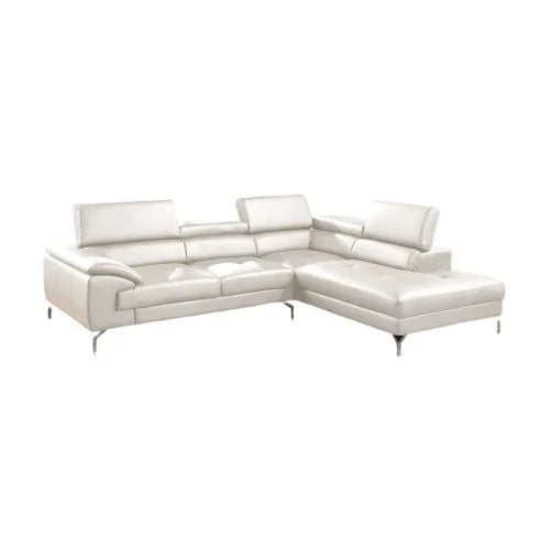 Modern Faux Leather Sectional Sofa With Metal Legs And Chaise
