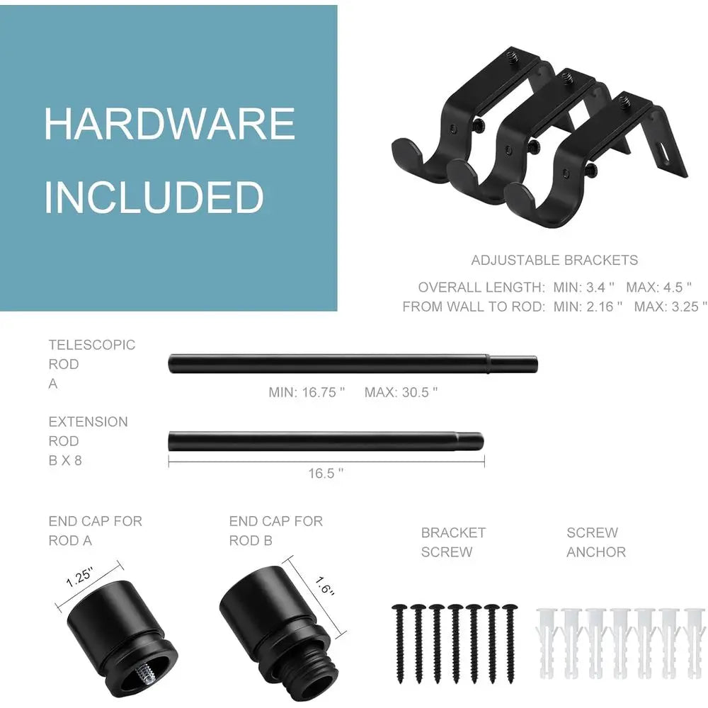 Adjustable Metal Window Curtain Rod With Decorative Finials
