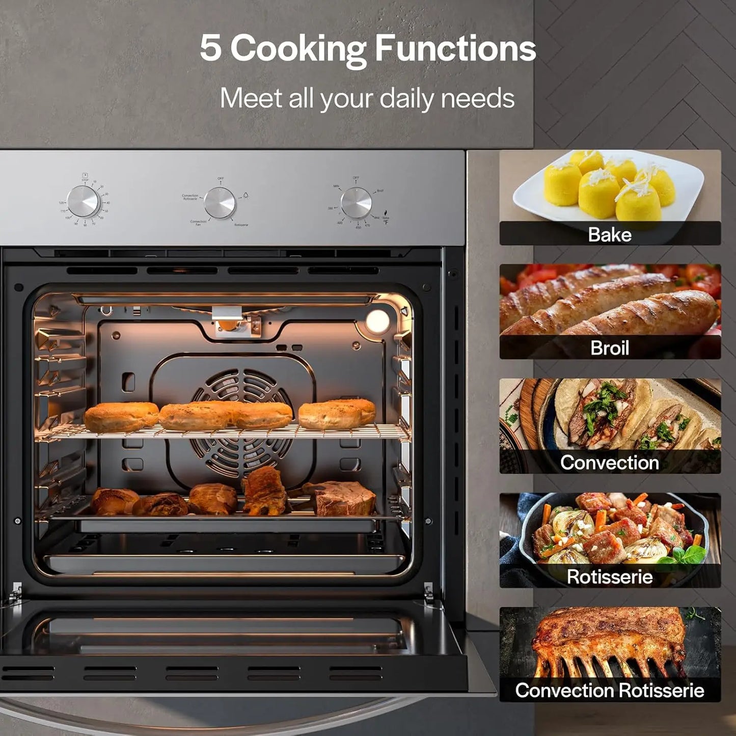 XMSJ Built In LPG Wall Oven With Convection And Rotisserie