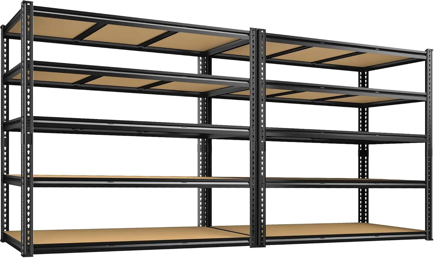 Heavy Duty Garage Shelving With Five Adjustable Metal Tiers