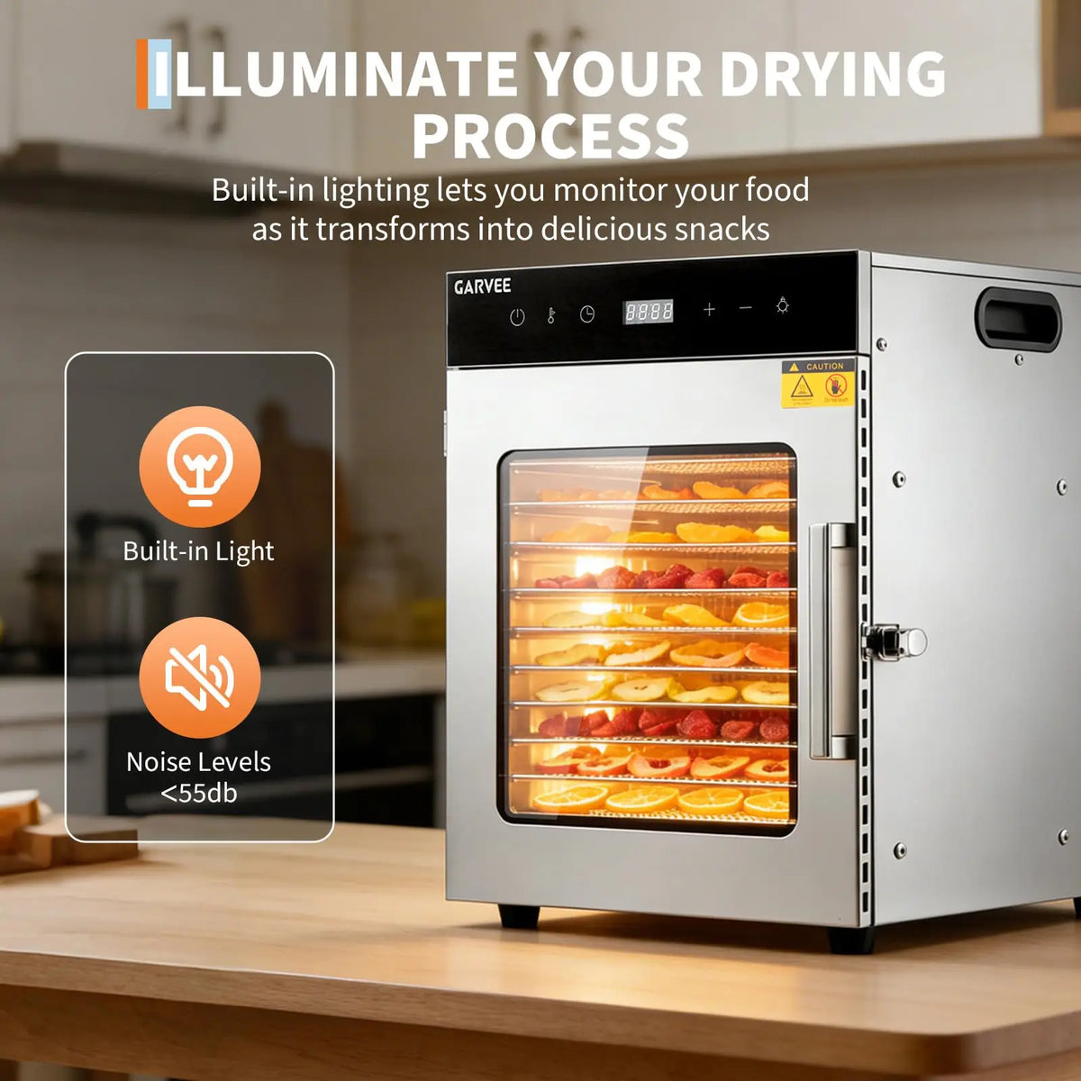 HiMISS Stainless Steel Digital Food Dehydrator With Adjustable Temperature Control