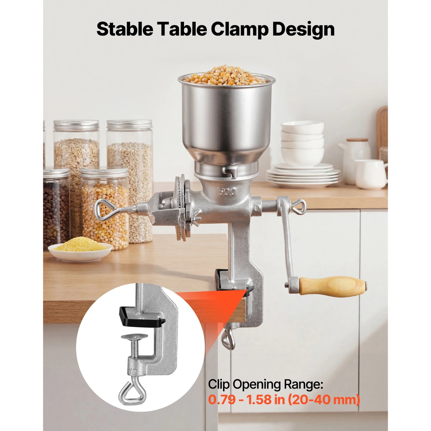 SucceBuy Manual Grain Mill With High Hopper Hand Crank