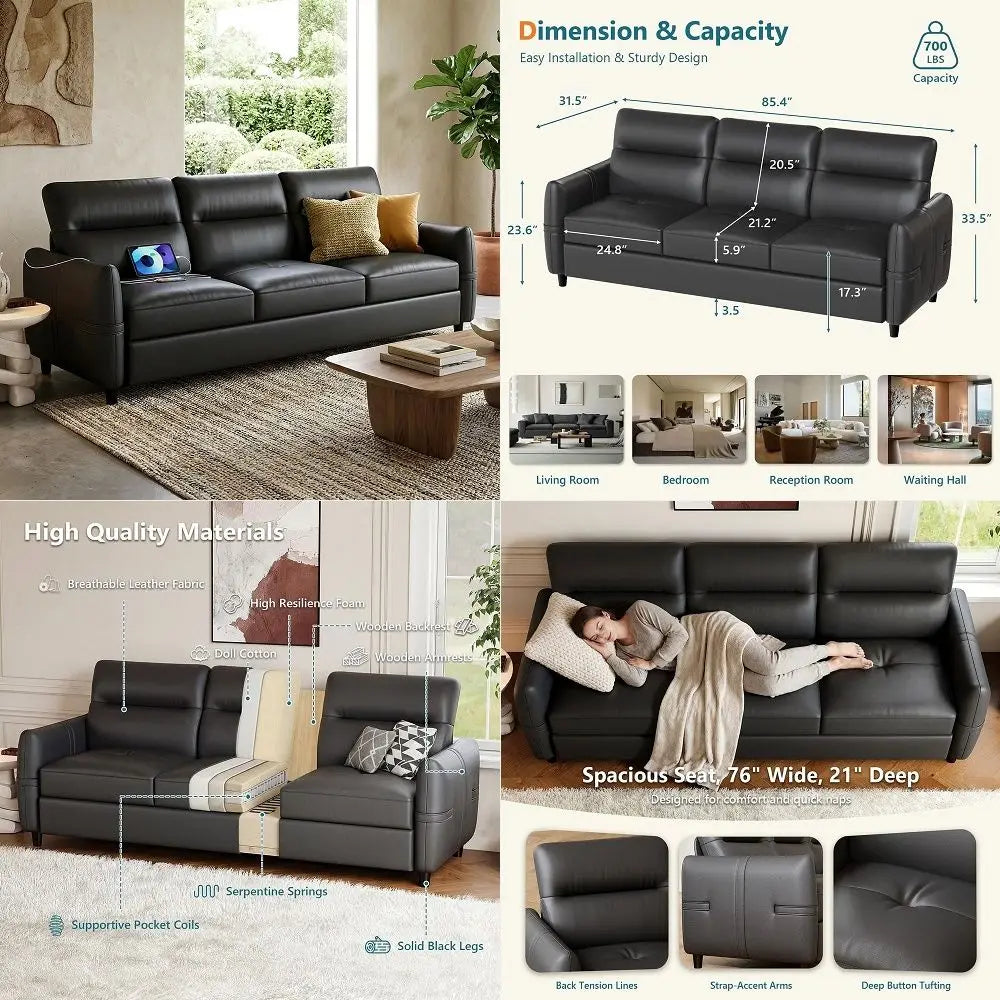 Leather Loveseat and Accent Chair Set Mid Century Modern Furniture