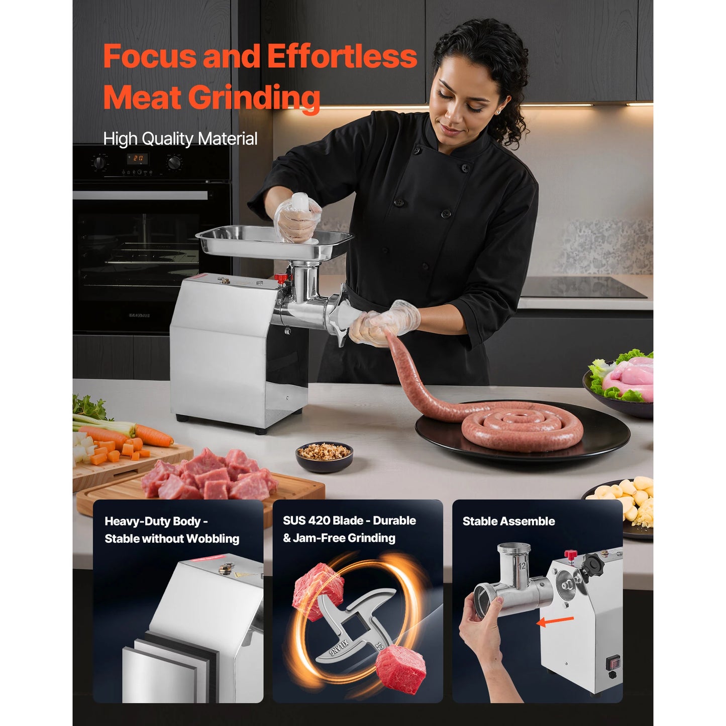 SucceBuy Commercial Electric Meat Grinder Industrial Mincer