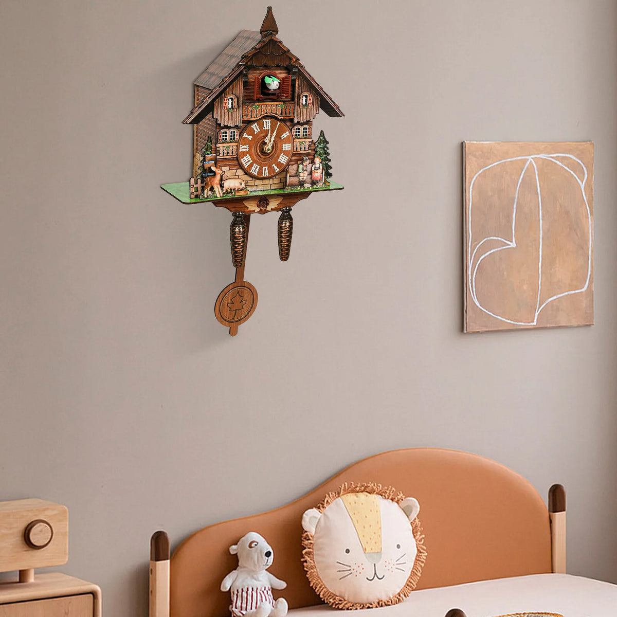 Traditional Wooden Cuckoo Wall Clock With Pendulum For Home Decor