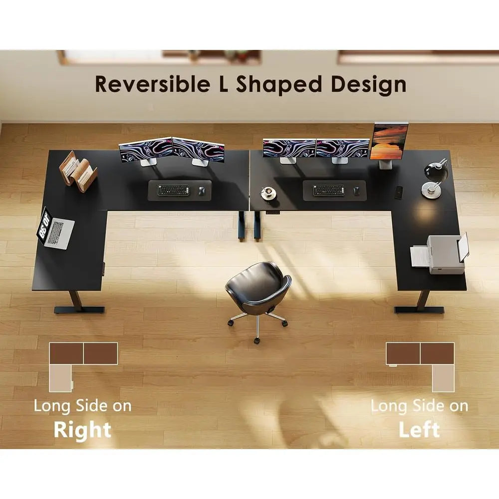 Electric L Shaped Height Adjustable Standing Desk For Home Office