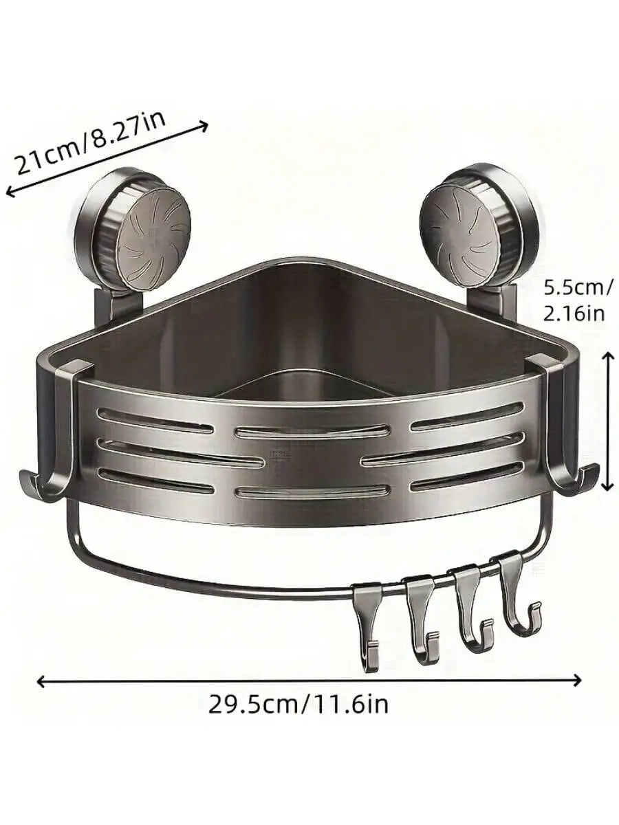 Triangle Bath Caddy With Suction Cups Stainless Steel Bathroom Organizer