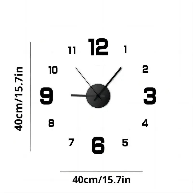 Frameless DIY Wall Clock Decal Silent Living Room Office Decoration