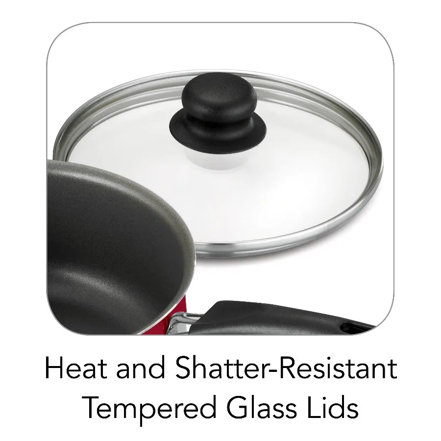 Tramontina Nonstick Cookware Set With Tempered Glass Lids Stackable