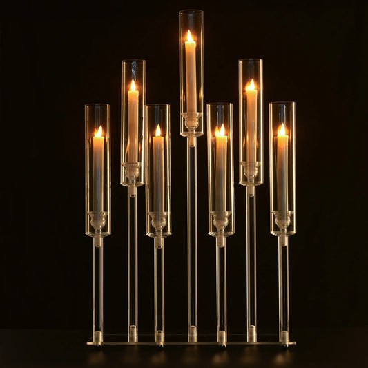 VINCIGANT Seven Arm Acrylic Candelabra for Weddings and Events