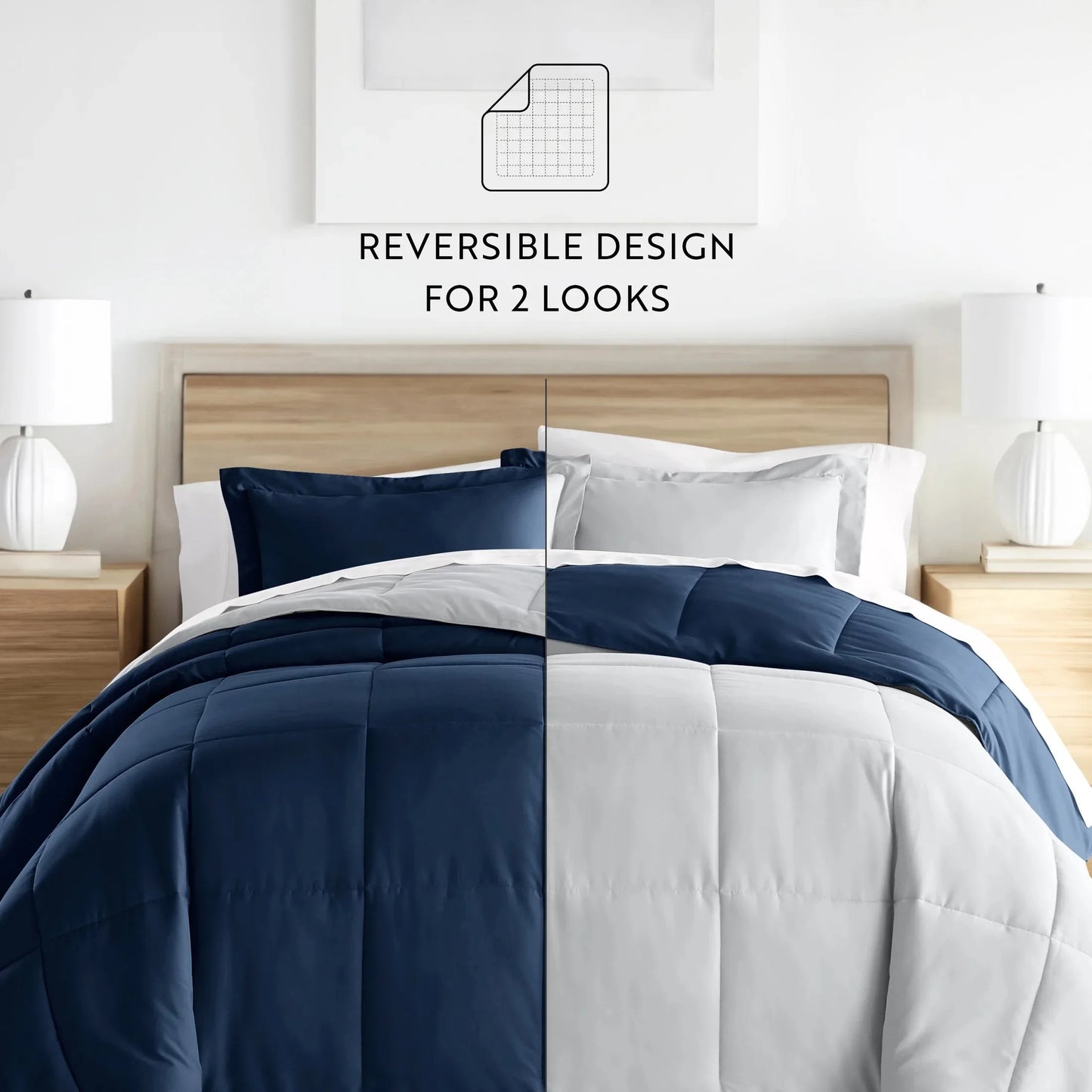 Soft Reversible All Season Down Alternative Comforter Set