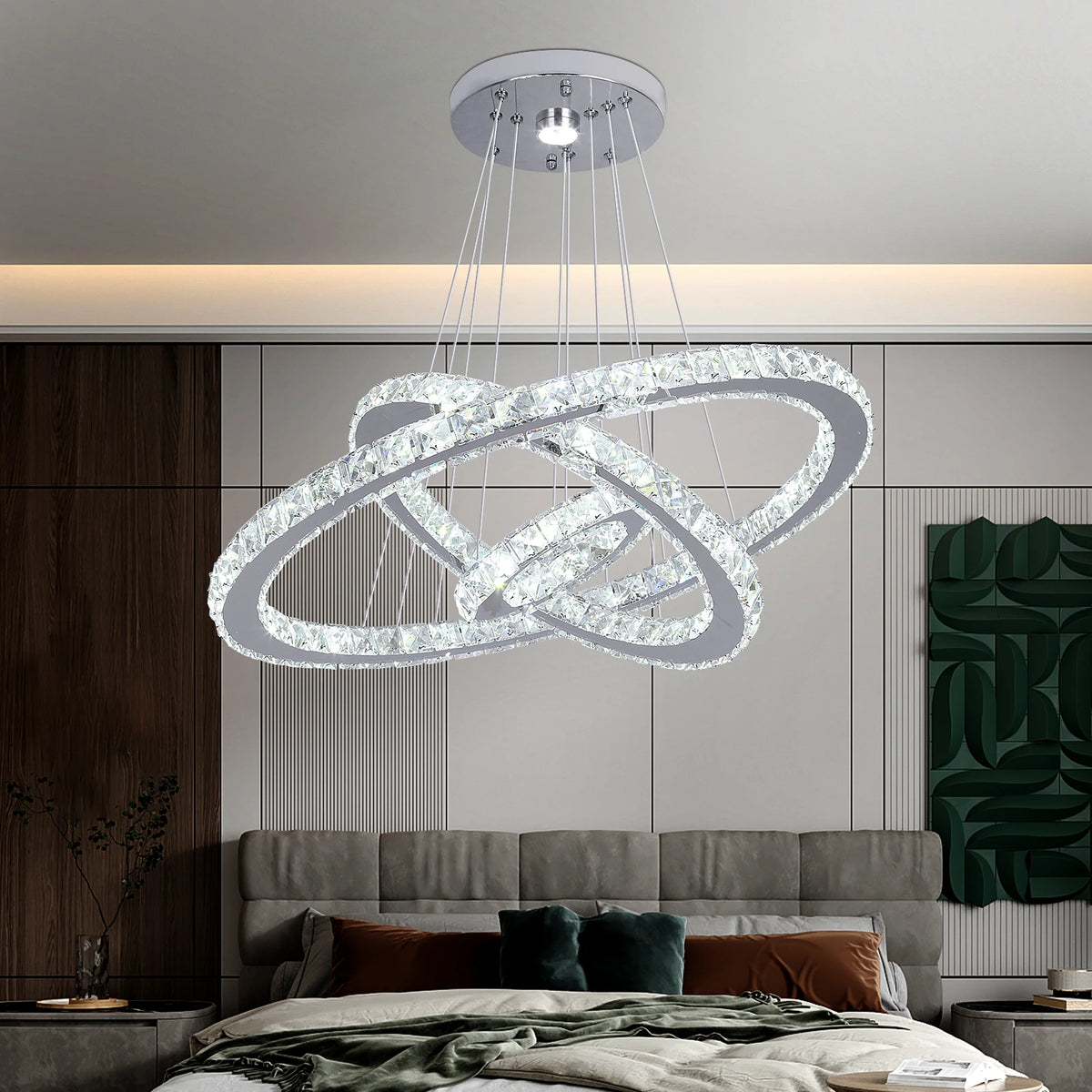 Vetru/us Modern LED Crystal Chandelier Stainless Steel