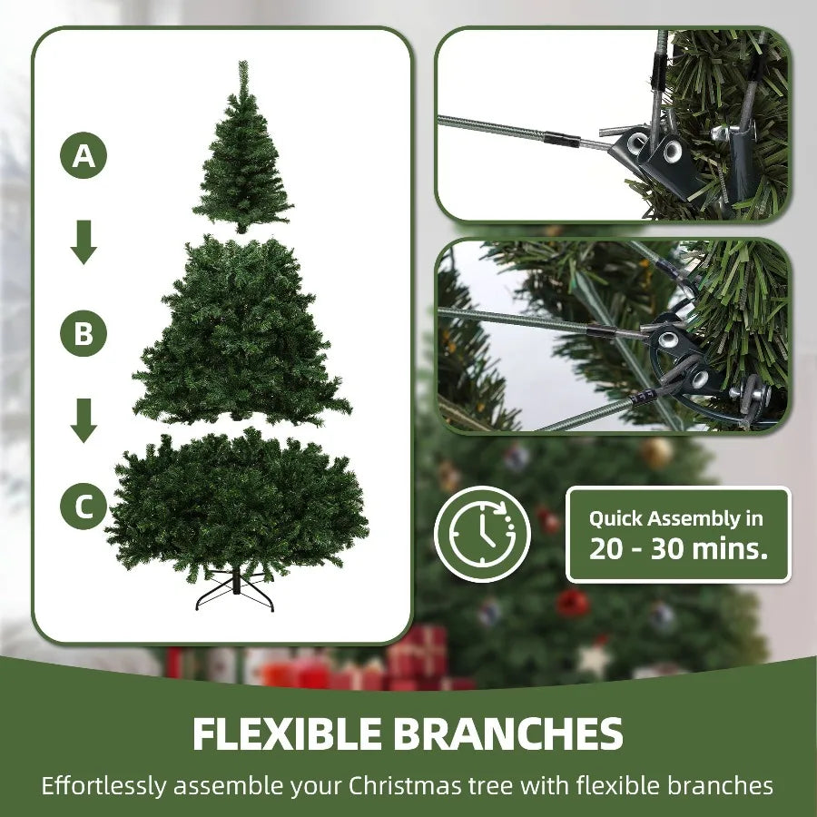 Uforic Artificial Spruce Christmas Tree 880 Branch Tips Foldable Base