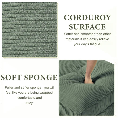 Modular Corduroy Sectional Sofa Set U Shaped Convertible With Pillow Footstool