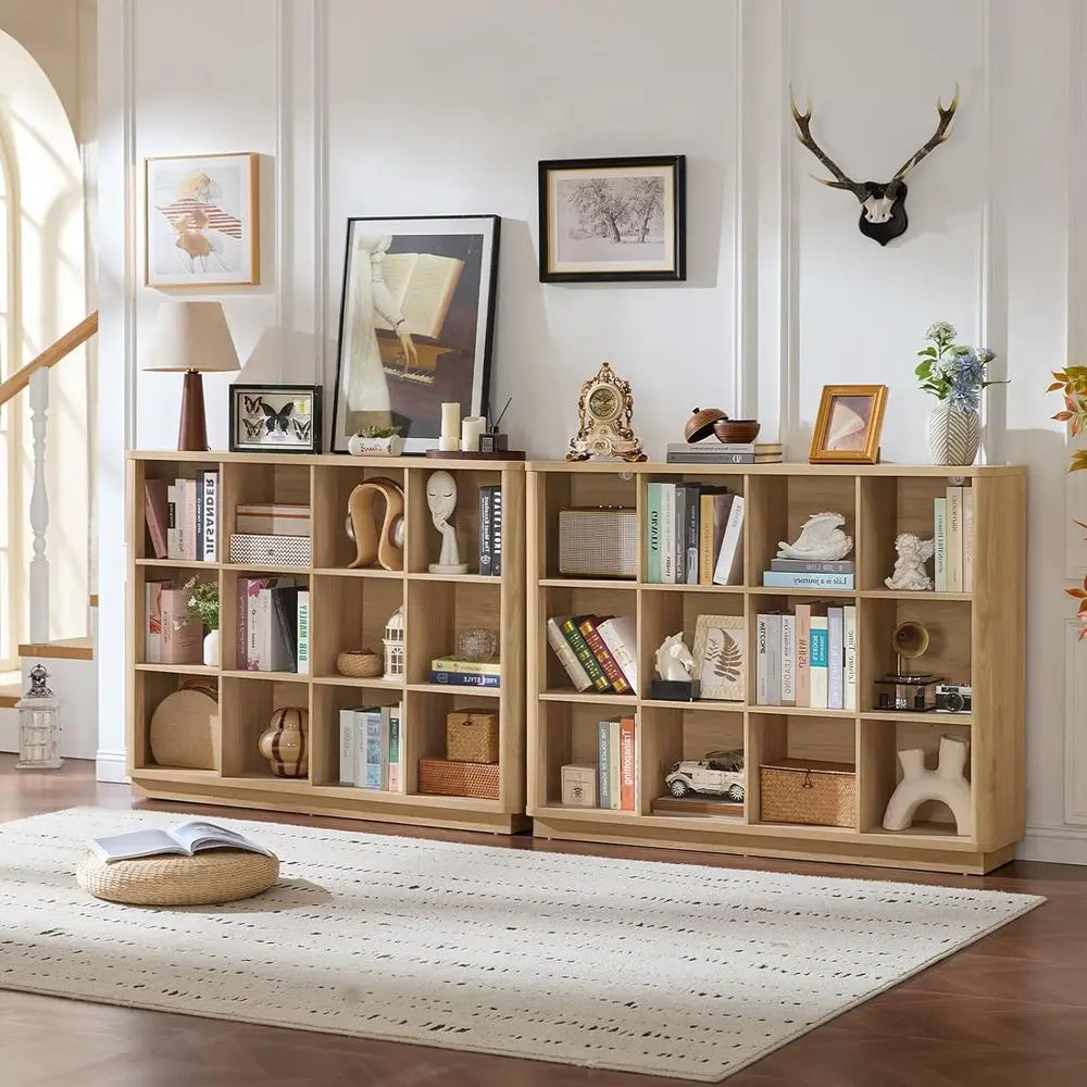 12 Cube Storage Organizer 41 Inch Wood Floor Standing 3 Tier Cubby Bookcase