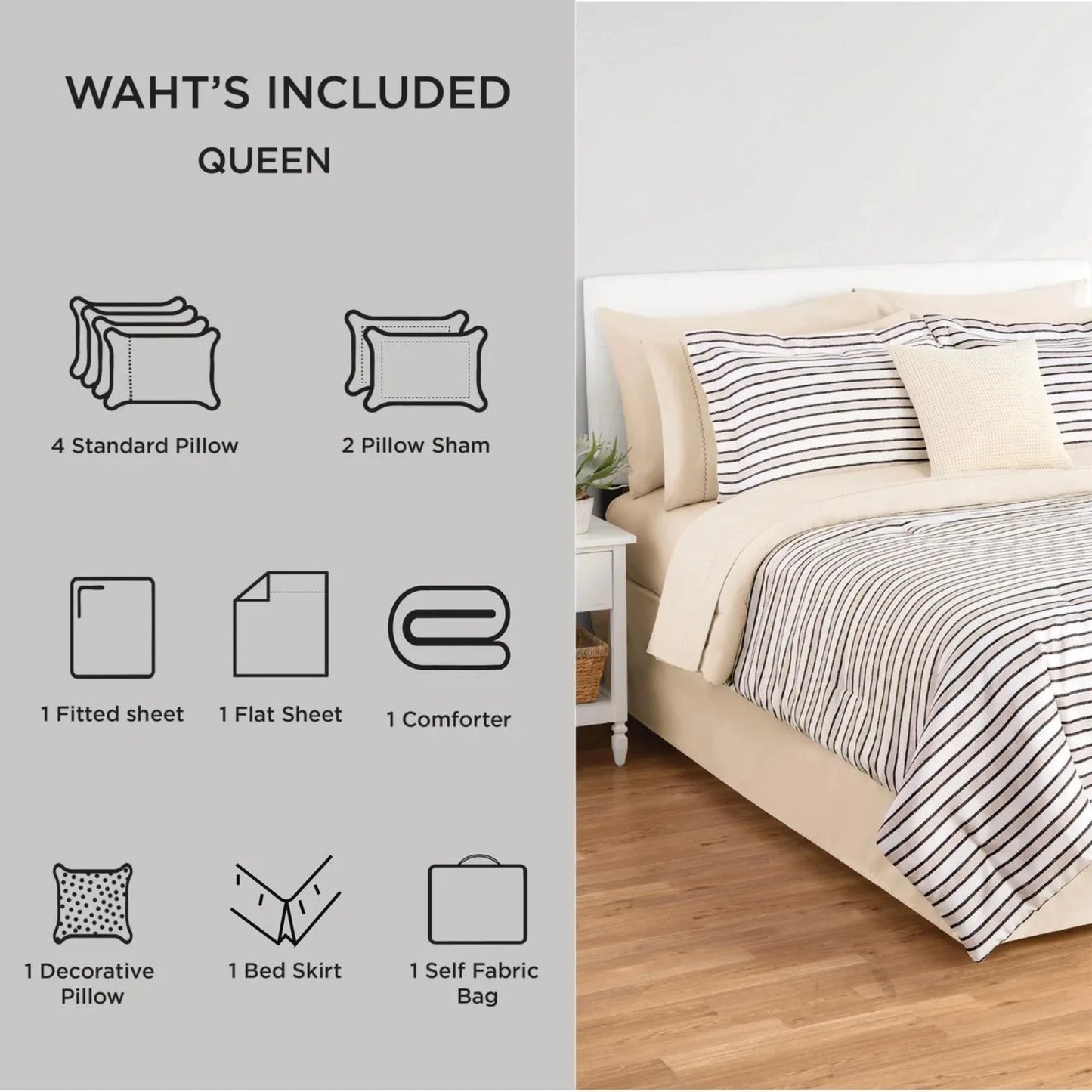 Soft Touch Bed In A Bag 11-Piece Reversible Bamboo Set