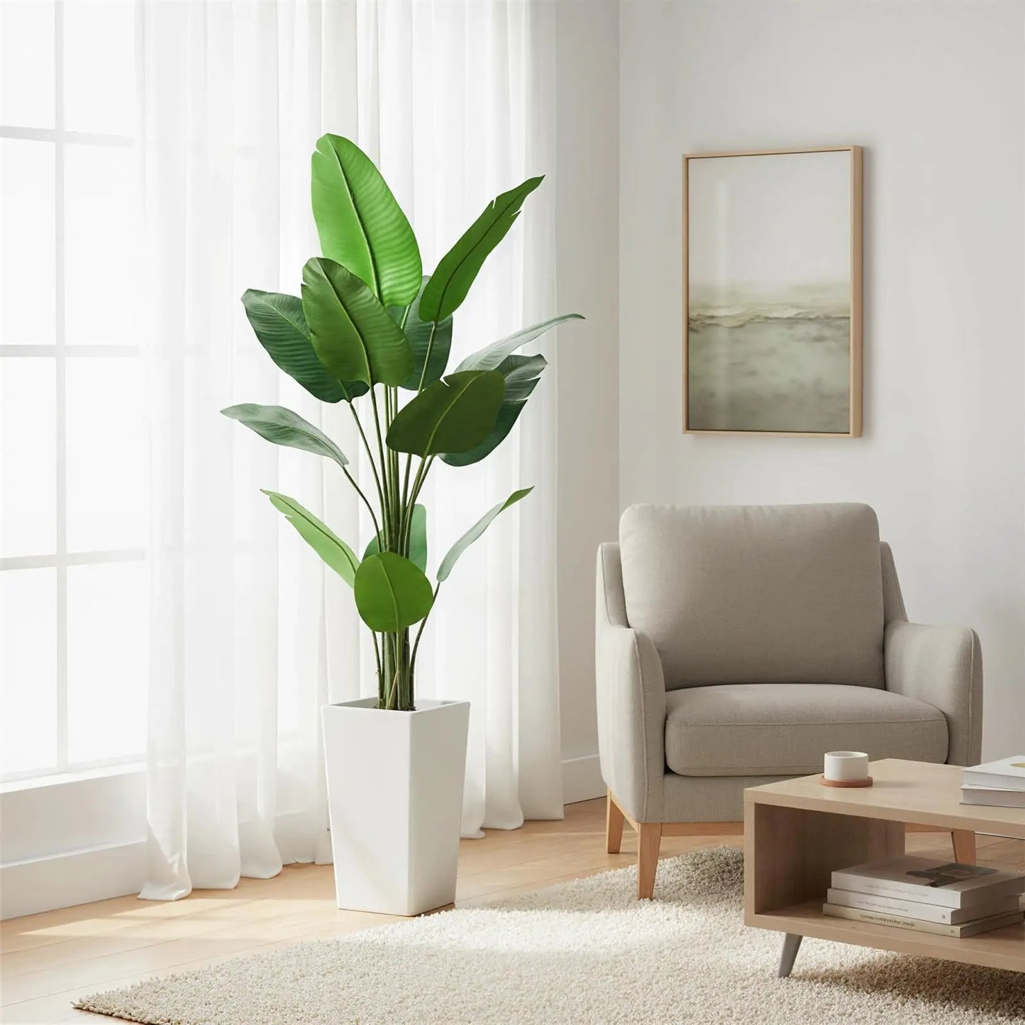 Himiss Faux Banana Tree Artificial Plant With Indoor Planter