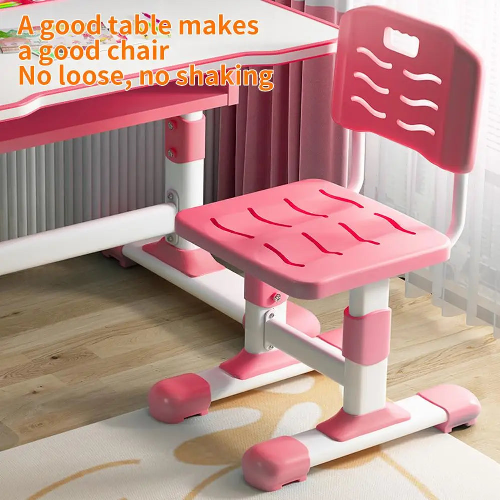Ergonomic Kids Study Desk and Chair Set with LED Drawer