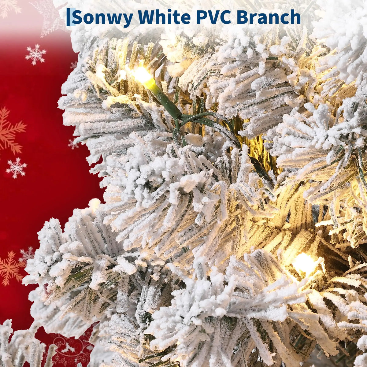 Studyset Snowy Artificial Christmas Tree With 100 Pre Lit Lights