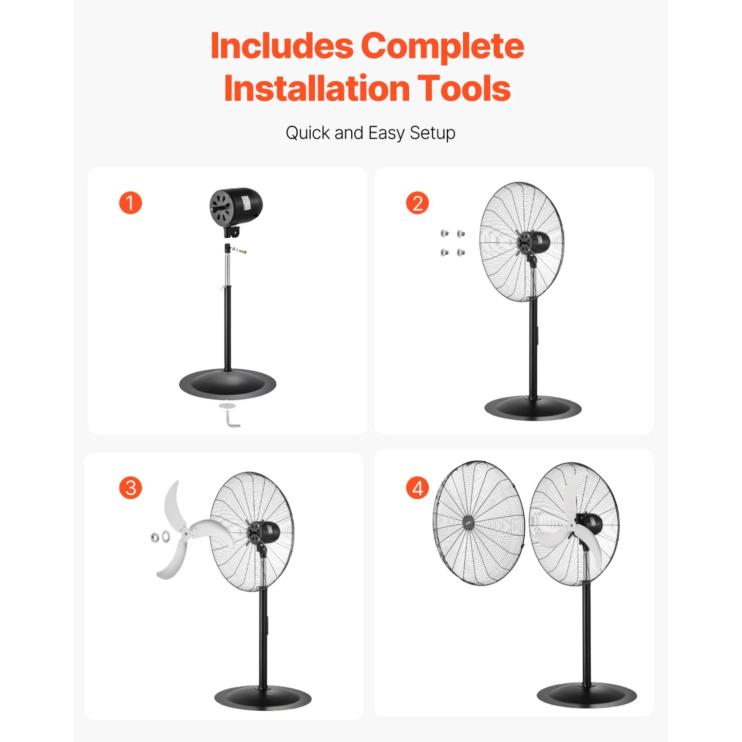 SucceBuy Industrial Pedestal Fan 85 Degree Oscillating 3 Speed Remote
