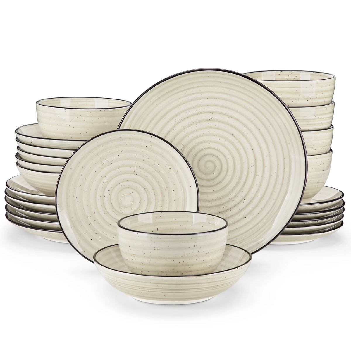 Malacasa Ceramic Dinnerware Set Elegant Spiral Pattern Kitchen Tableware
