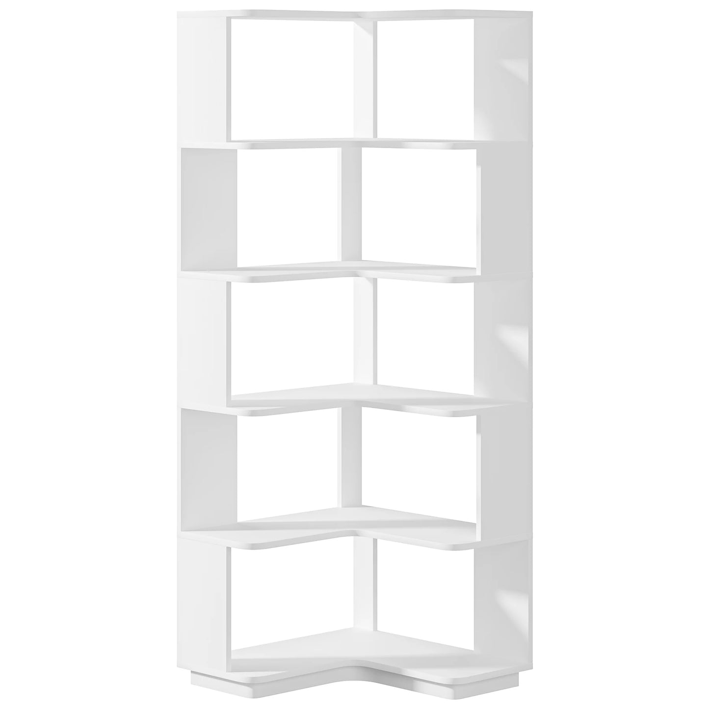 Tribesigns Six Tier Corner Bookshelf With Anti Drop Panel Wood Grain