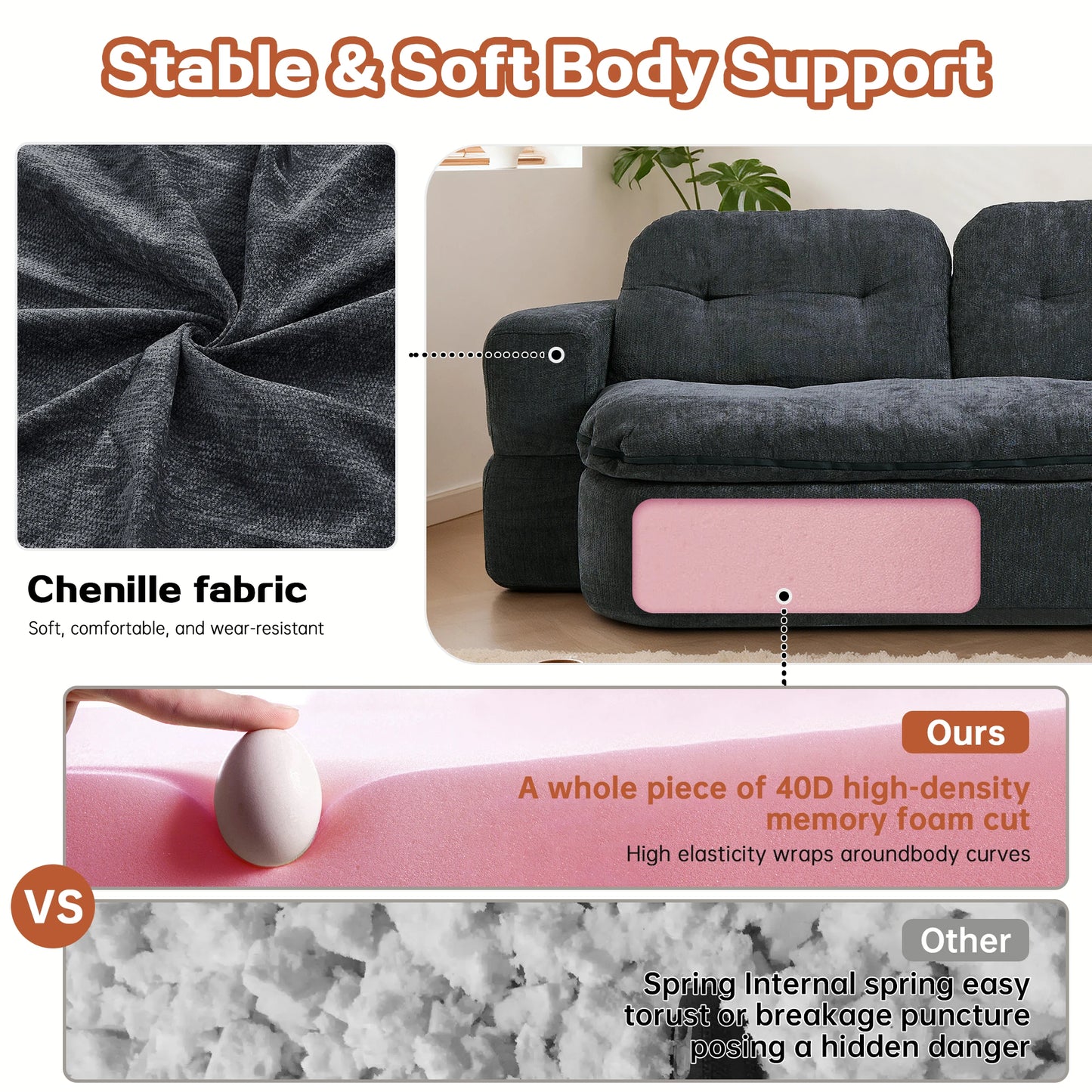Convertible Sleeper Couch Bed 2-In-1 Folding Sofa Living Room