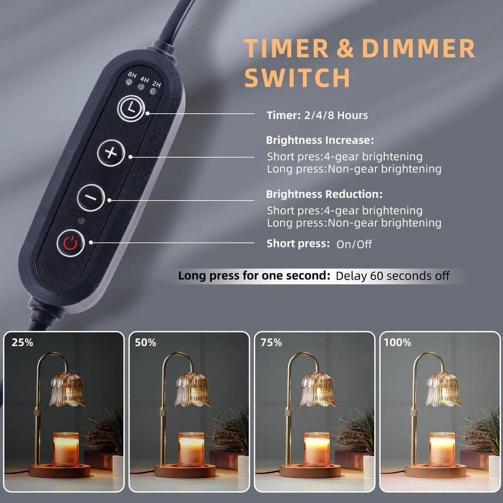 Candle Warmer Lamp With Timer Adjustable Dimmable Wax Jar Candles