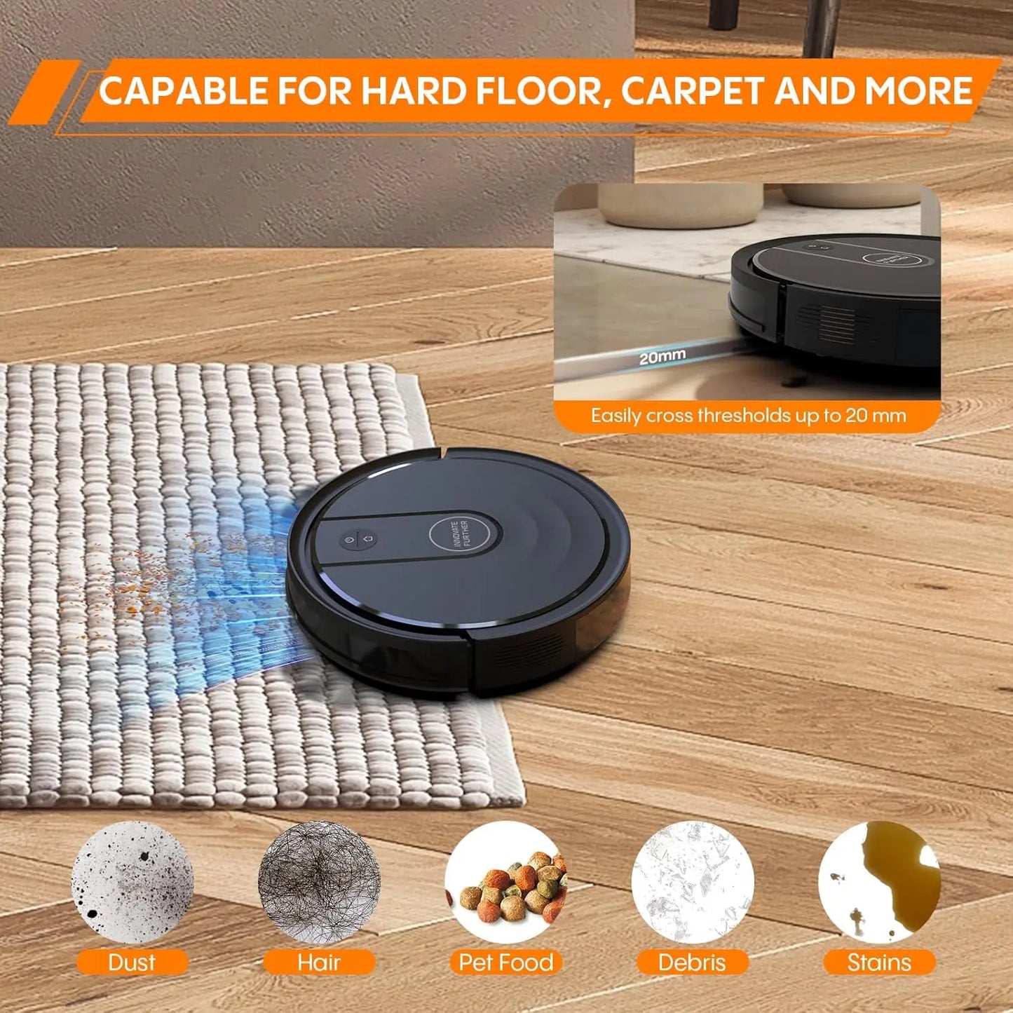 XMSJ Robot Vacuum And Mop Combo 3 In 1 5000Pa Suction Smart Navigation