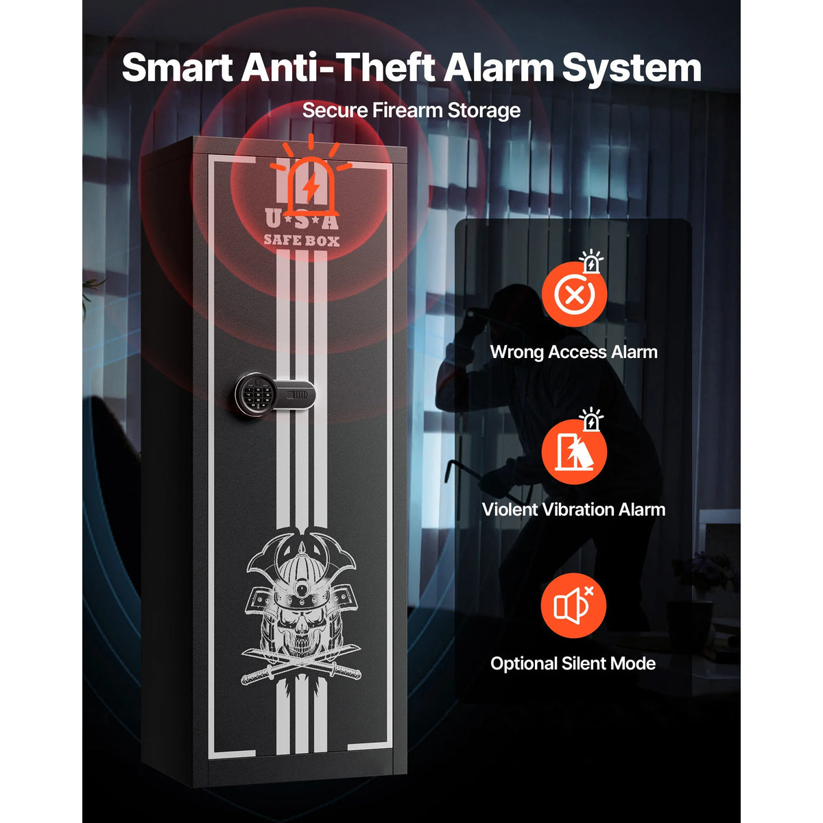 SucceBuy Fireproof 4 Gun Long Gun Cabinet Digital Lock